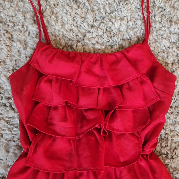 Forever 21 Red Ruffle Sun Dress - Size S - Picture 2 of 10